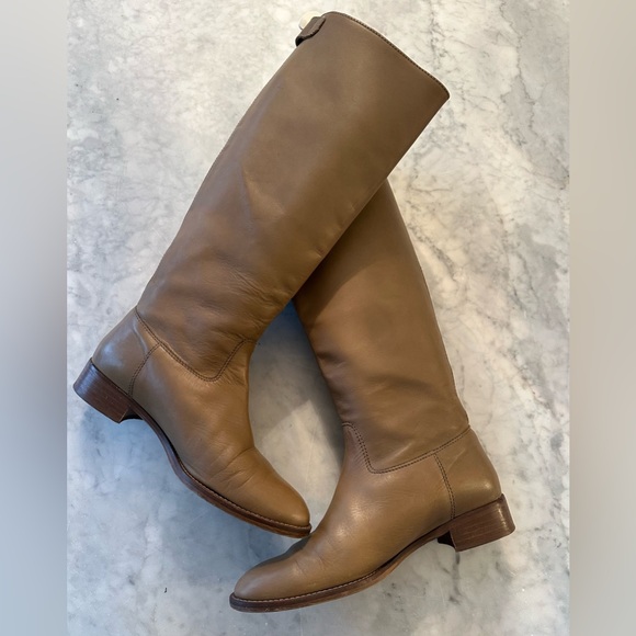JCrew Fall Leather Knee High Tan Mocha Beige Brown Boots EUC sz 8.5 - Picture 2 of 16
